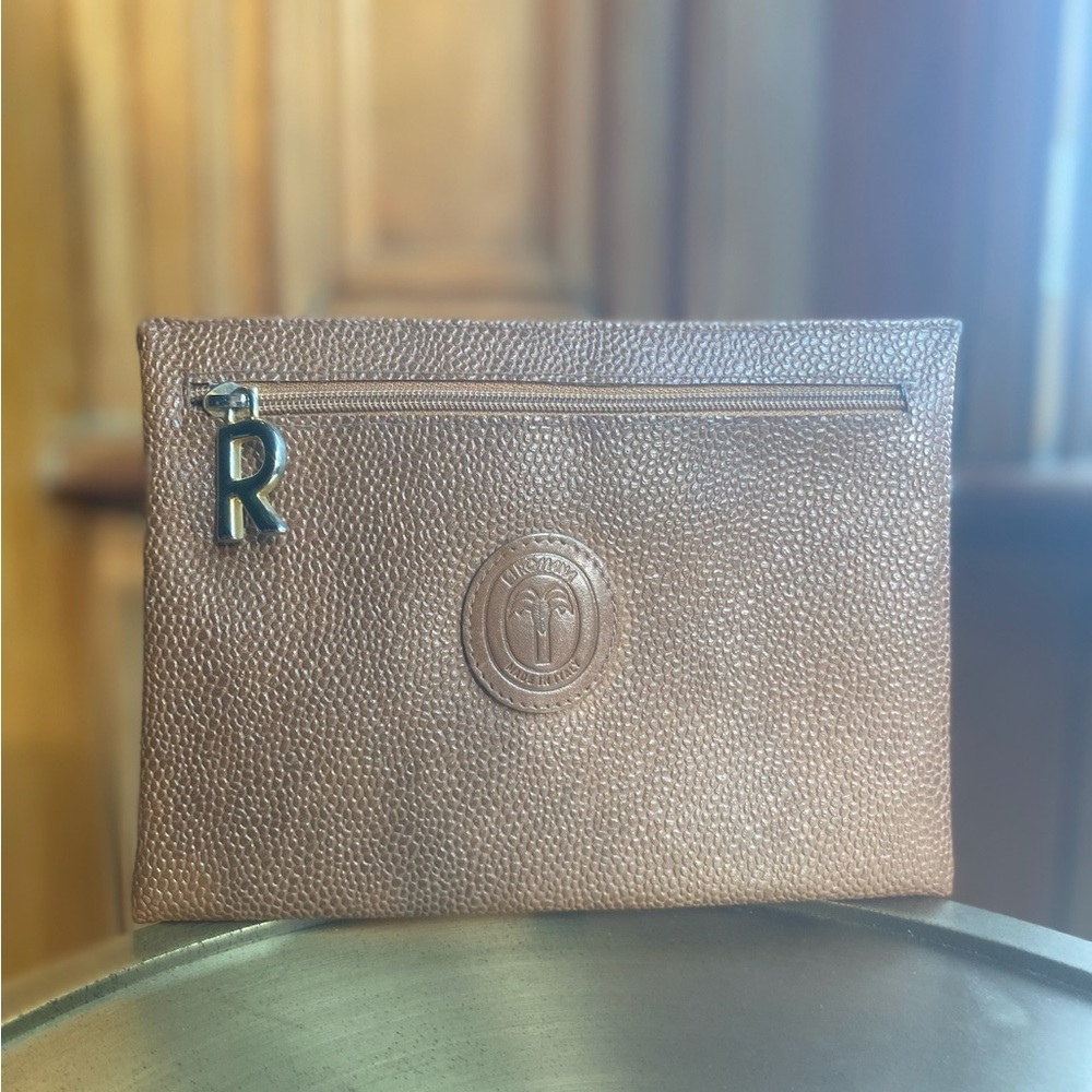Brown Textured Clutch with Zipper